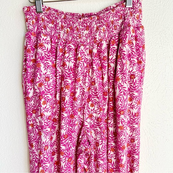 Anthropologie Boho Abstract Pink Floral Jogger Lounge pants Size m - Picture 5 of 12